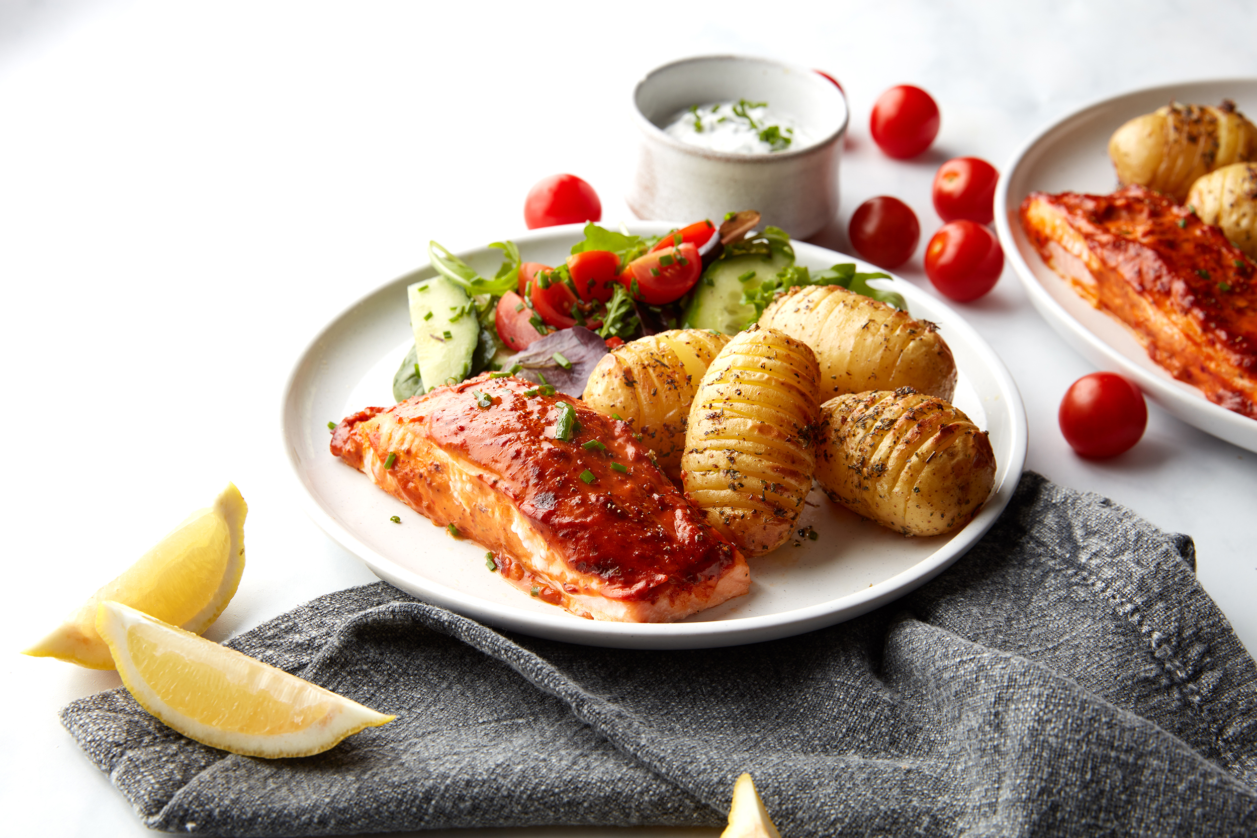 Apricot harissa salmon & hasselback potatoes_2